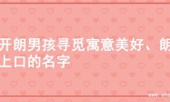 为开朗男孩寻觅寓意美好、朗朗上口的名字