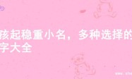 男孩起稳重小名，多种选择的名字大全