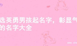 精选英勇男孩起名字，彰显气魄的名字大全