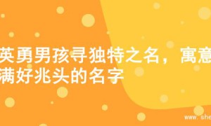 为英勇男孩寻独特之名，寓意满满好兆头的名字