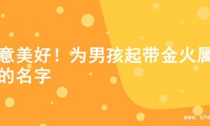 寓意美好！为男孩起带金火属性的名字