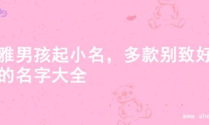 儒雅男孩起小名，多款别致好听的名字大全