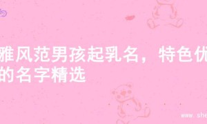 儒雅风范男孩起乳名，特色优选的名字精选