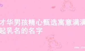 为才华男孩精心甄选寓意满满的起乳名的名字