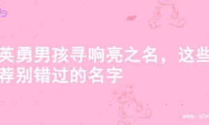 为英勇男孩寻响亮之名，这些推荐别错过的名字