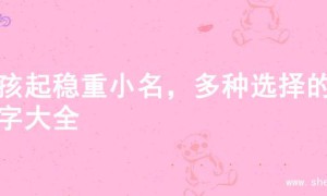 男孩起稳重小名，多种选择的名字大全